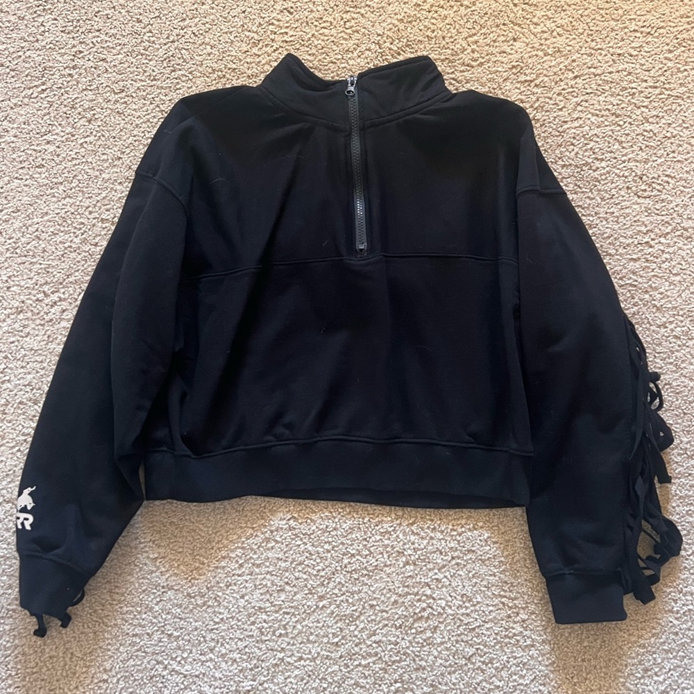 Fringe Quarter Zip Cropped Jacket - image 1